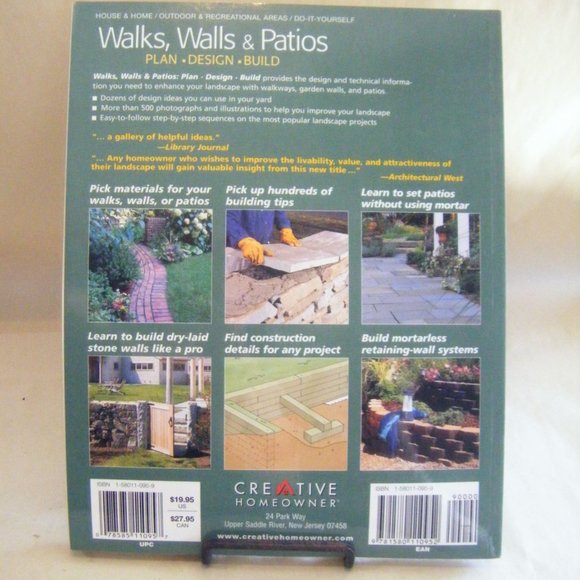 Walks, Walls & Patios Plan Design Build Paperback Book Home Improvement - Picture 2 of 9